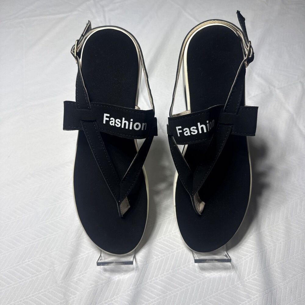 Fashion Size EU 40(US 9.0US-Standard Black Thong Style Sandals.